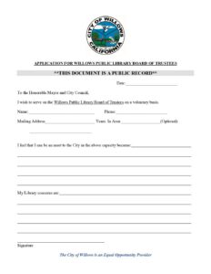 Application for Library Board of Trustees