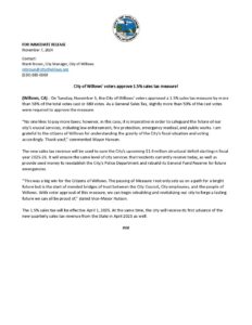 Sales Tax Measure Press Release