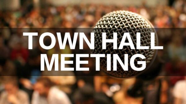 Town hall meeting with mic