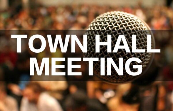 Town hall meeting with mic