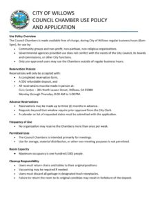 Council Chambers Use Policy and Application 2025