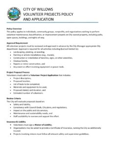Volunteer Projects Policy and Application Packet