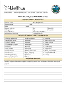 Vendor- Contractor Application